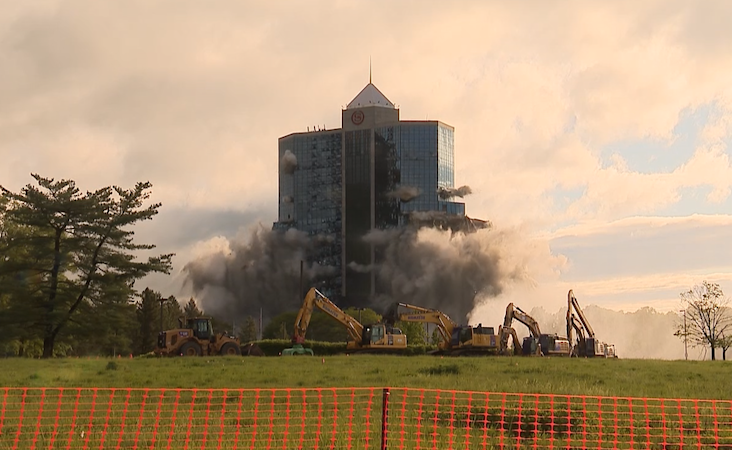 Story image: Sheraton Crossroads Hotel near Rockland County border implodes