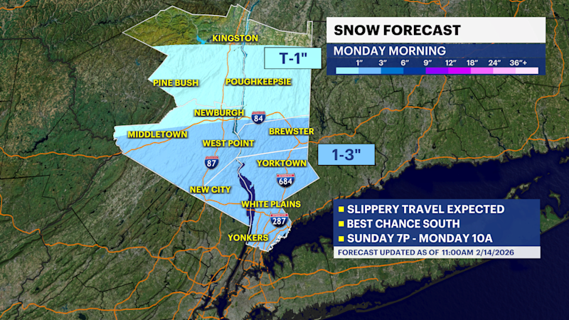 Story image: STORM WATCH: Chance for snow increasing on Monday morning
