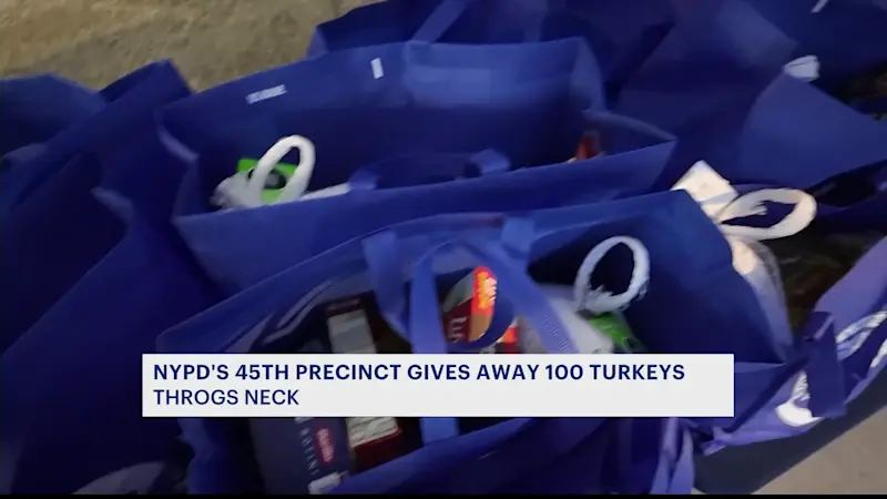 Story image: NYPD partners with NYC Police Foundation for turkey giveaways across city