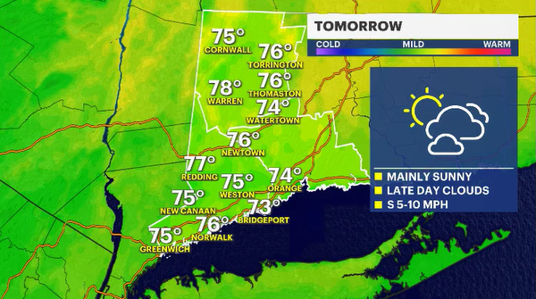 Story image: Sunny weather carries over to Tuesday, but rain looms
