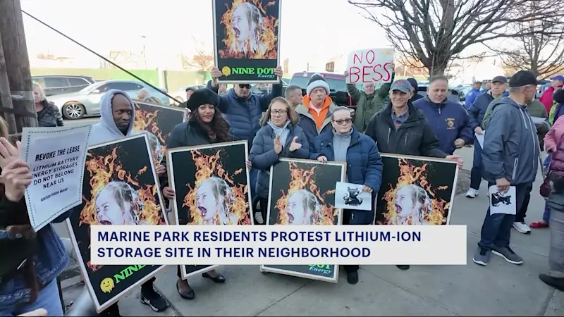 Story image: Marine Park residents protest lithium-ion storage site