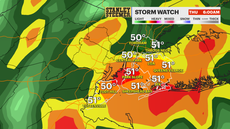 Story image: STORM WATCH: Heavy rain and high winds to cause a messy morning commute Thursday for the Bronx