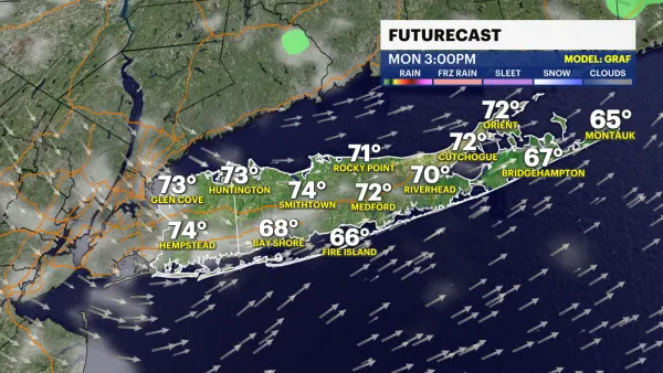 Dry conditions today for Long Island with highs in the 70s