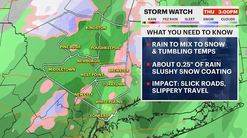 Story image: STORM WATCH: Expect big changes today, from rain & fog to breezy with snow
