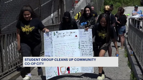 Students at Bronx Health Sciences HS help clean up community in Co-op City
