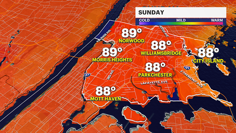 Story image: Chance for thunderstorms before hot and humid Sunday in The Bronx