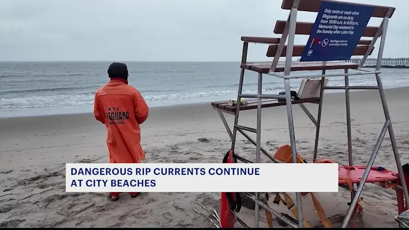 Story image: Dangerous rip currents put swimmers at risk in Coney Island
