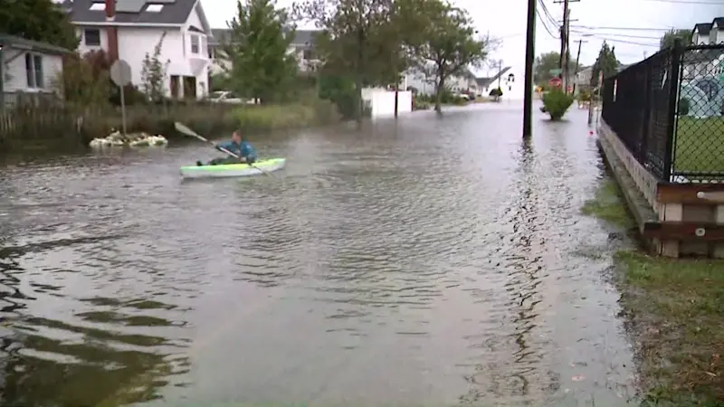 Story image: Lindenhurst streets flood during nor'easter