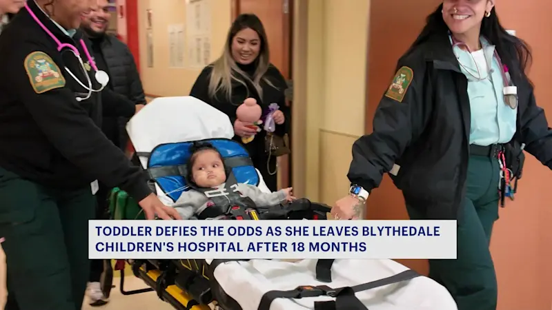 Story image: Queens baby discharged from hospital for the first time since birth after 18 months