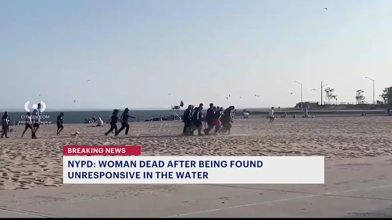 Story image: NYPD: Woman pulled from water at Manhattan Beach dies
