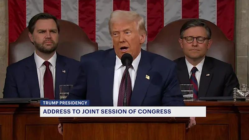 Story image: 'Among my very highest priorities is to rescue our economy':  President Trump addresses joint session of Congress