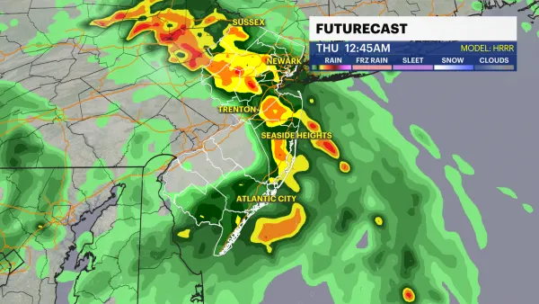 Mostly cloudy, humid in New Jersey; thunderstorms arrive tonight into Thursday