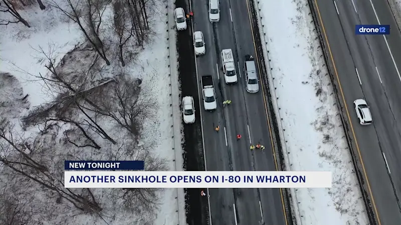 Story image: DOT: Road depression on I-80 in Morris County turns into sinkhole