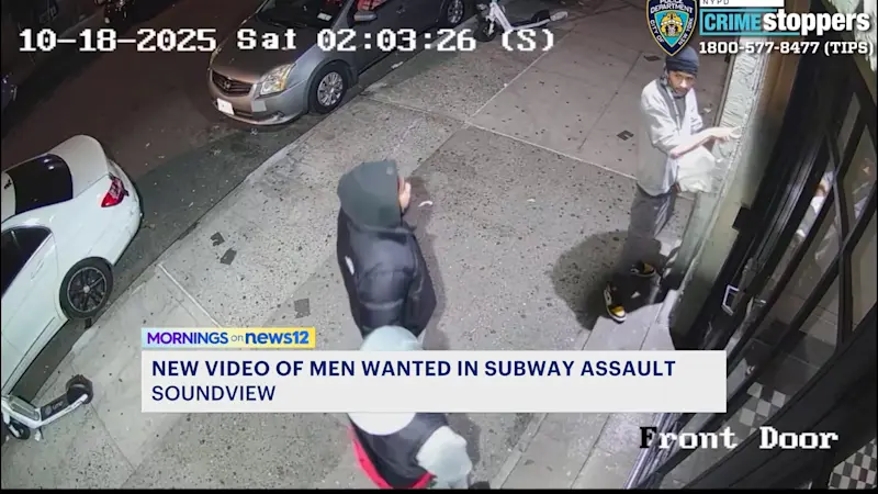 Story image: New video of men wanted in violent assault in Soundview subway 