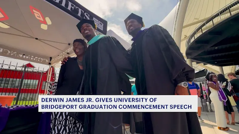 Story image: Los Angeles Chargers player delivers University of Bridgeport's commencement address