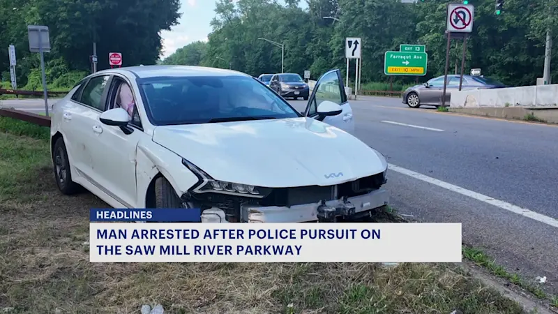 Story image: Police chase ends in crash and arrest on Saw Mill Parkway in Hastings