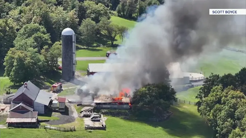 Story image: Flames tear through barn at Thompson Ridge View Farm in Pine Bush