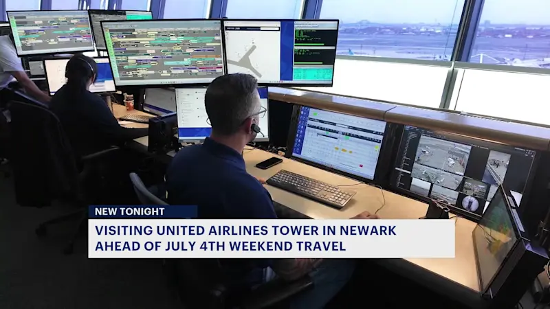 Story image: News 12 gets a look inside United Airlines’ tower at Newark Liberty ahead of Fourth of July travel