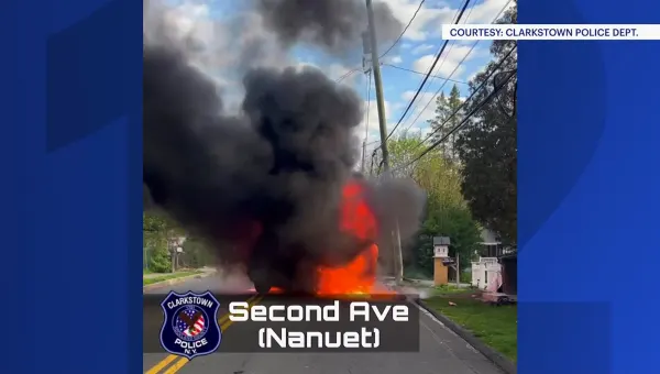 Dramatic video captures car fire in Nanuet