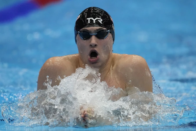Story image: Warren Township's Matt Fallon breaks American record, advances to Paris Olympics