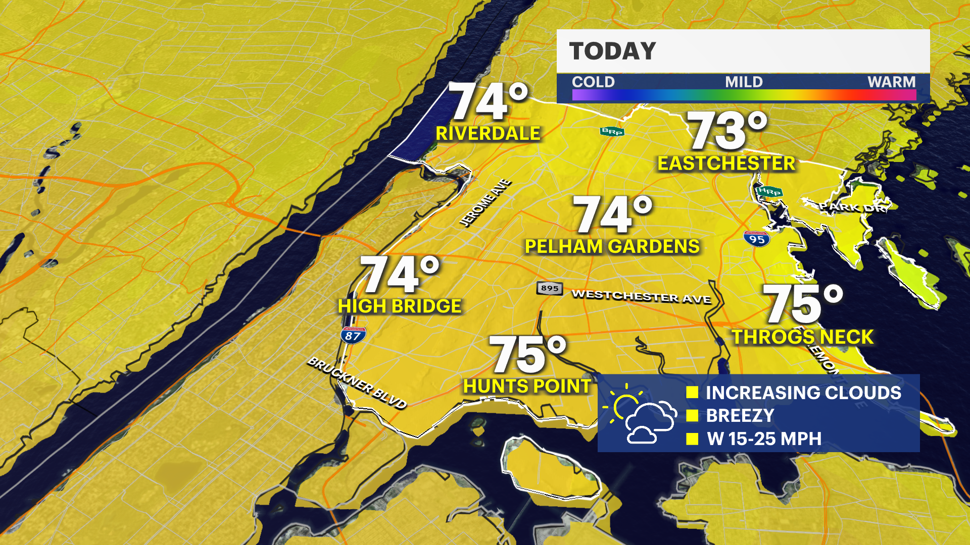 Breezy Sunday, messy mid-week weather expected in The Bronx