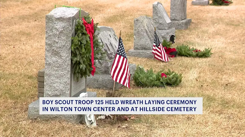 Story image: Respecting the sacrifice: Wilton Boy Scouts lay wreaths to honor veterans 