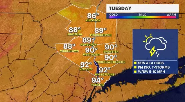 Story image: STORM WATCH: Tropical moisture may fuel downpours in the Hudson Valley