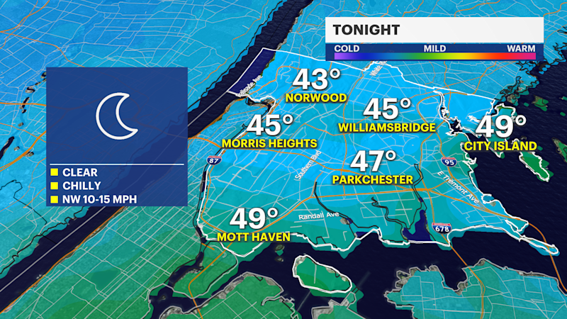 Story image: Coolest air of the season so far arrives in The Bronx