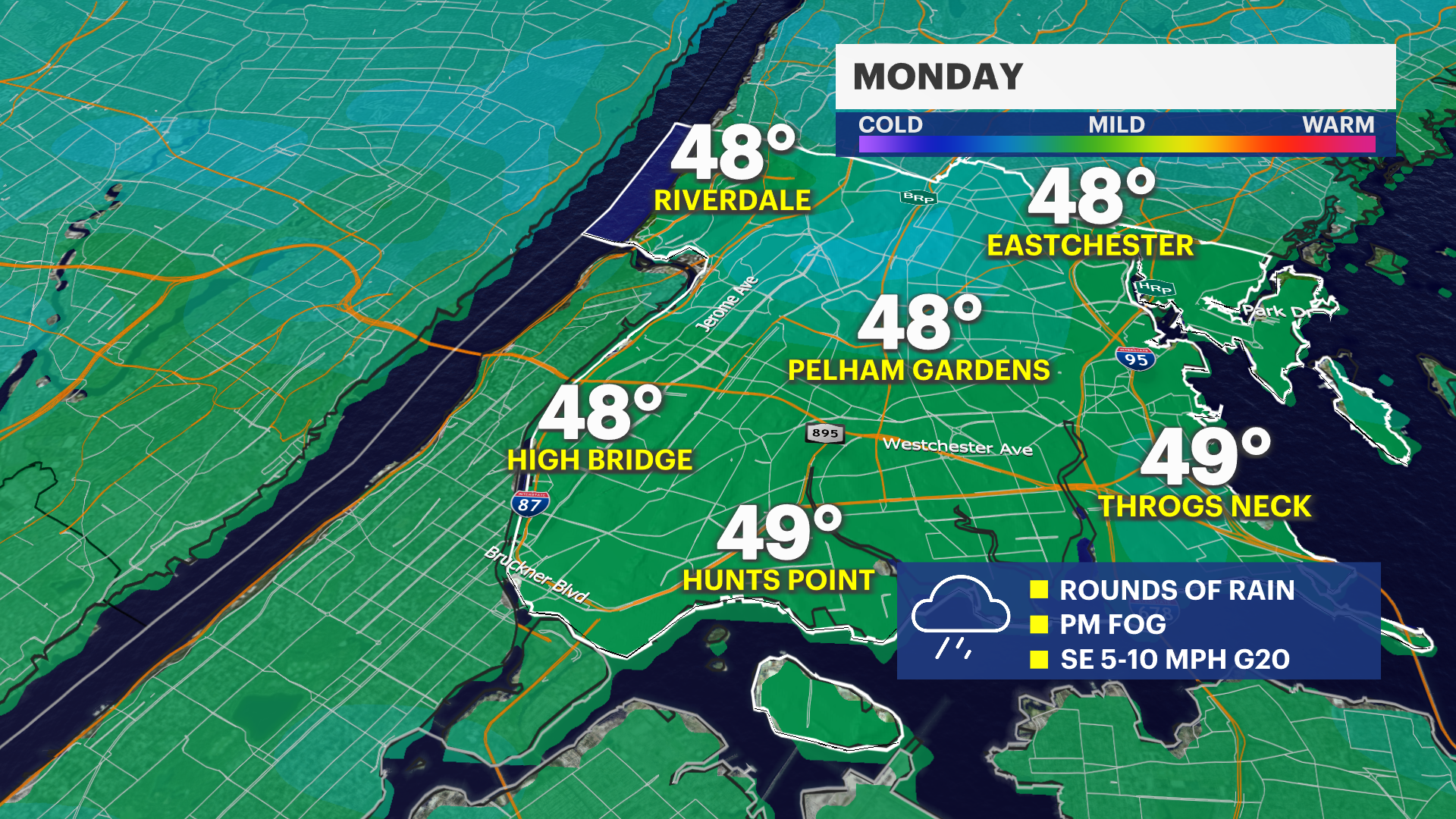 Overnight rain lingers into Monday; kicks off wet week in the Bronx