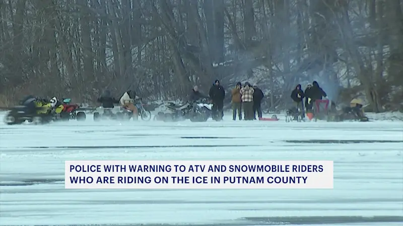 Story image: ATV Riders in Carmel defy police warnings to stay off town's frozen lakes