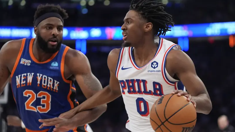 Story image: Tyrese Maxey saves Sixers from elimination with huge finish in OT win that cuts Knicks' lead to 3-2