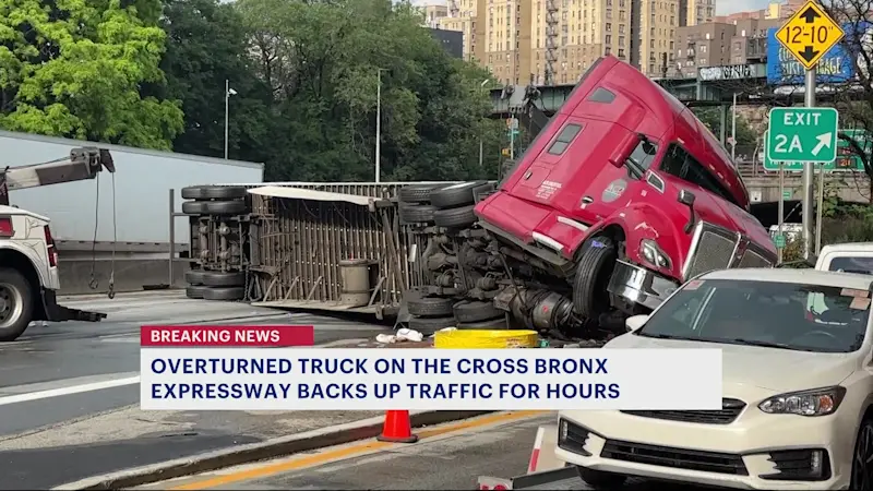 Story image: All Cross Bronx Expressway northbound lanes open following closure due to overturned tractor-trailer