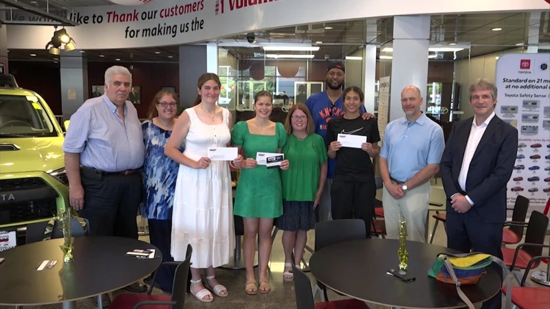 Story image: Colonial Toyota Milford dealership awards student athletes with scholarships