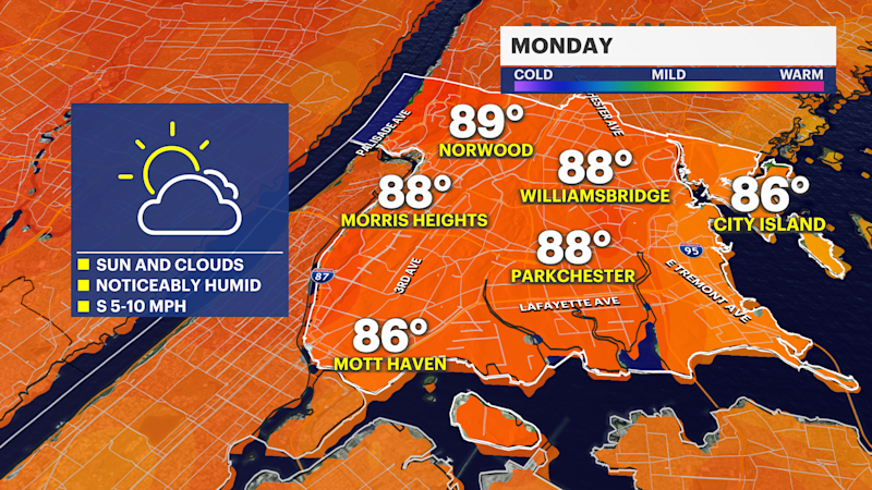 Story image: Heat and humidity lead to early-week storms in The Bronx