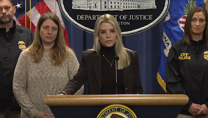 Story image: Attorney General Pam Bondi rails against New York leaders as she announces immigration lawsuit