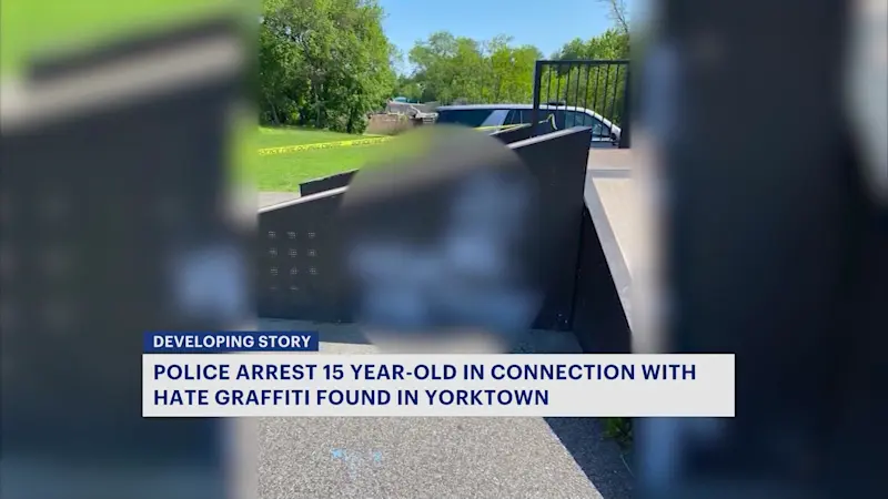 Story image: Police: Teenager arrested in connection with graffiti at 2 Yorktown parks