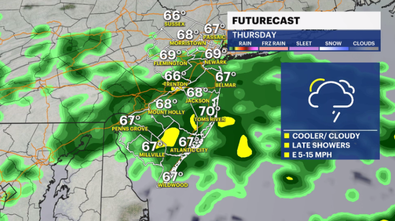 Story image: Scattered thunderstorms expected Thursday morning