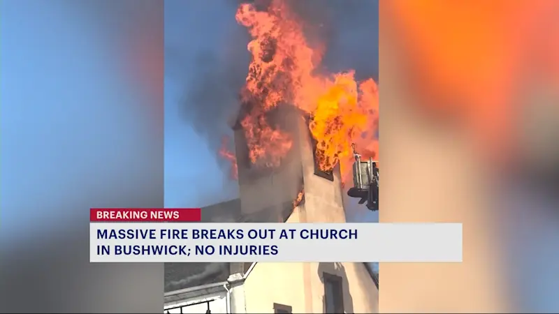 Story image: Firefighters battle multialarm church fire in Bushwick; no injuries reported