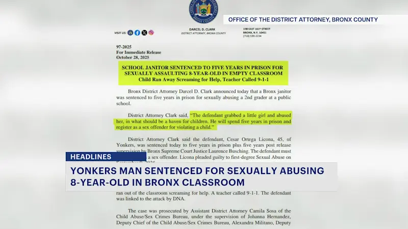 Story image: Yonkers janitor sentenced for assaulting Bronx second-grader