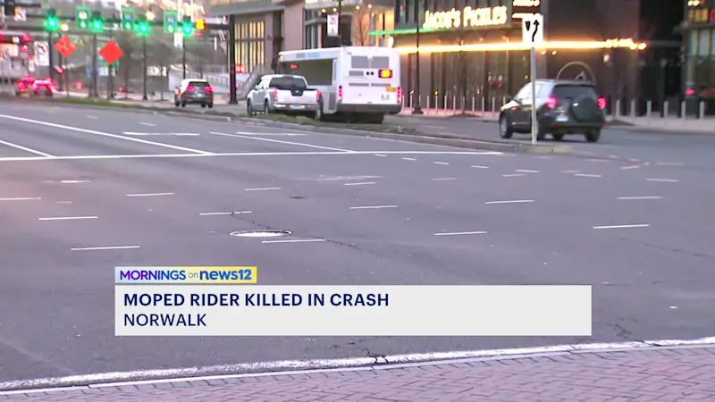 Story image: Police: Norwalk man riding a moped dies after being hit by car