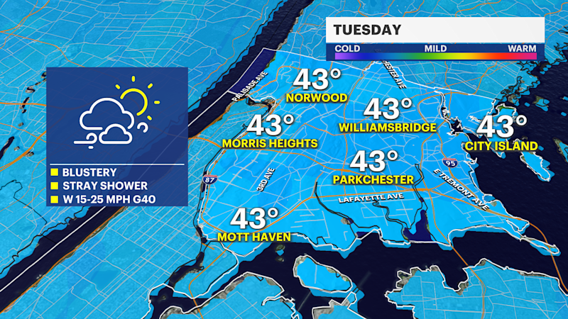 Story image: FREEZE WARNING: Frigid air moves in overnight and Tuesday as temperatures plunge in The Bronx