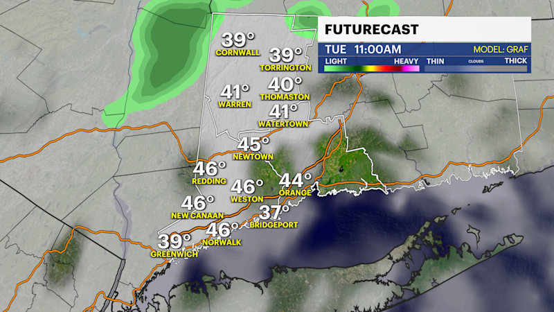 Story image: Mild temperatures return to Connecticut, chances for showers Tuesday and Thursday