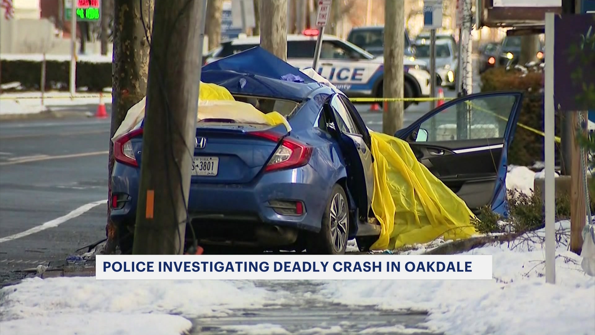 Wyandanch woman dies after car strikes tree in Oakdale
