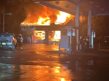 Fire erupts at gas station in Pemberton Township