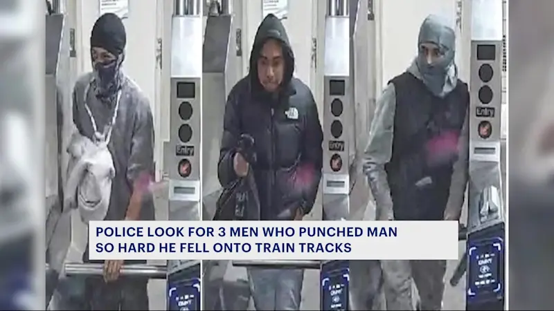 Story image: Police search for three suspects in assault on a 6 train platform