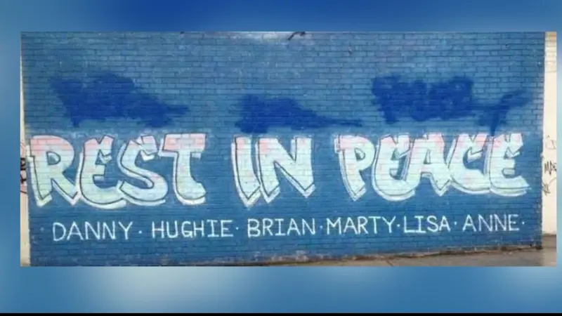 Story image: Mural honoring crash victims painted over in Norwood, residents outraged