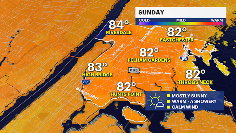 Story image: Comfortable conditions continue into Sunday in The Bronx