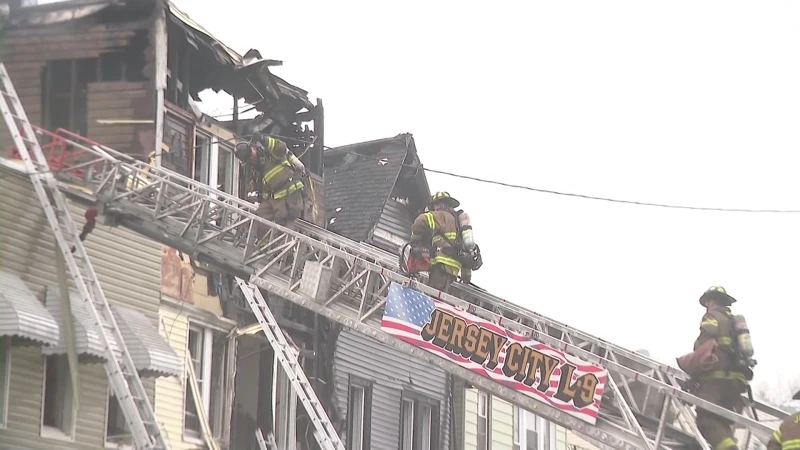 Story image: Large fire destroys 3 homes, displaces nearly 20 people in Jersey City