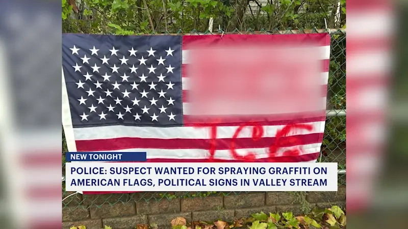 Story image: American flags and political signs defaced in Valley Stream