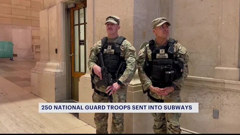 Story image: Additional 250 National Guard members deployed to subway stations across NYC